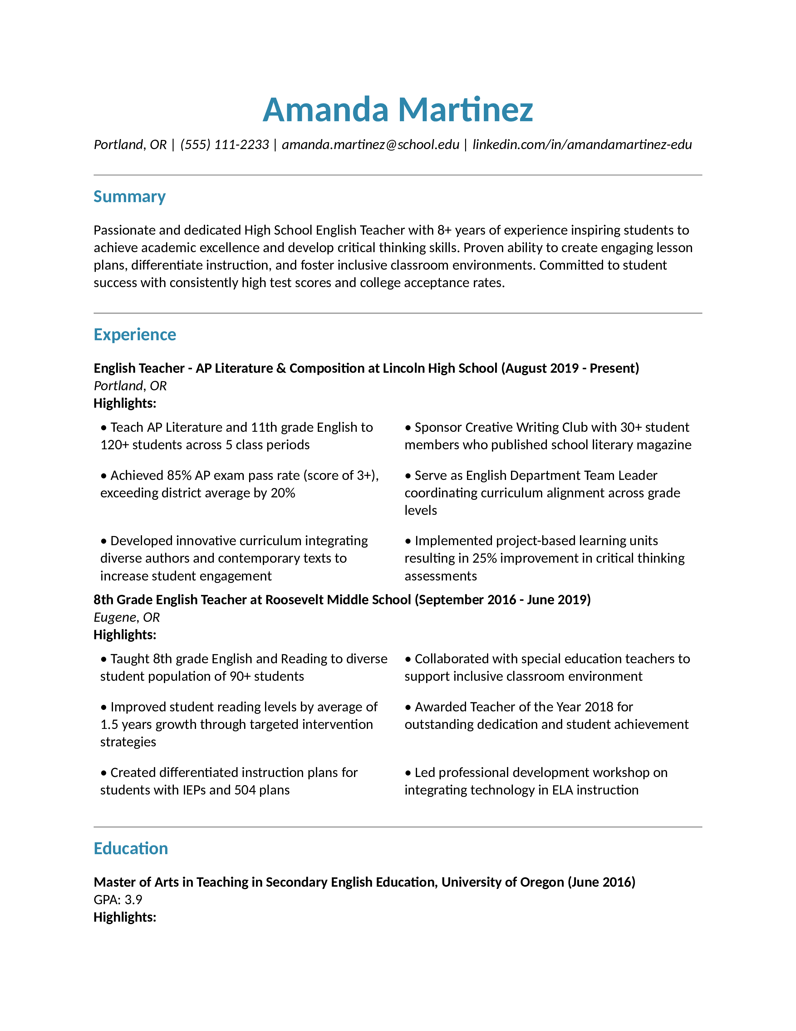 Minimalist Resume Template