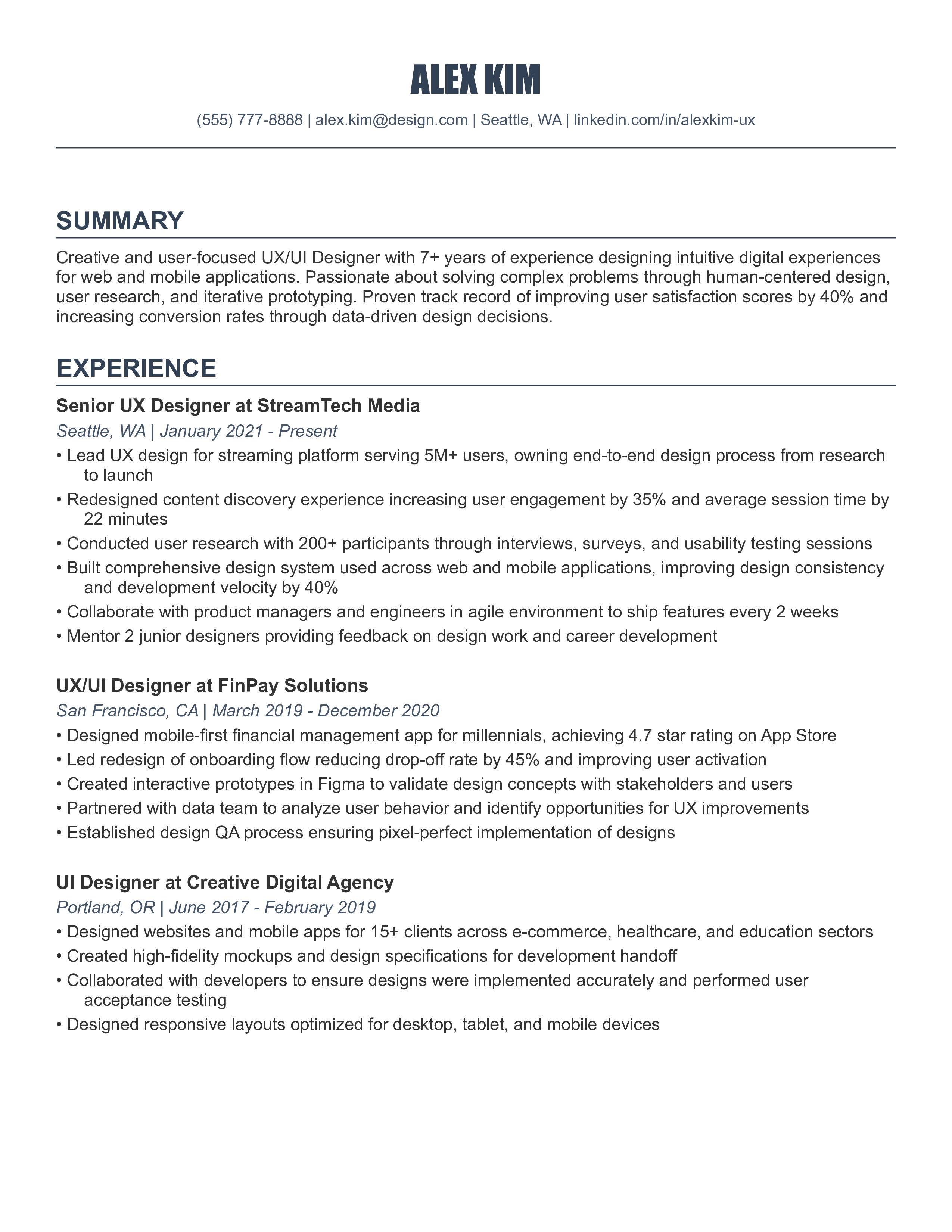 Slate editorial resume template